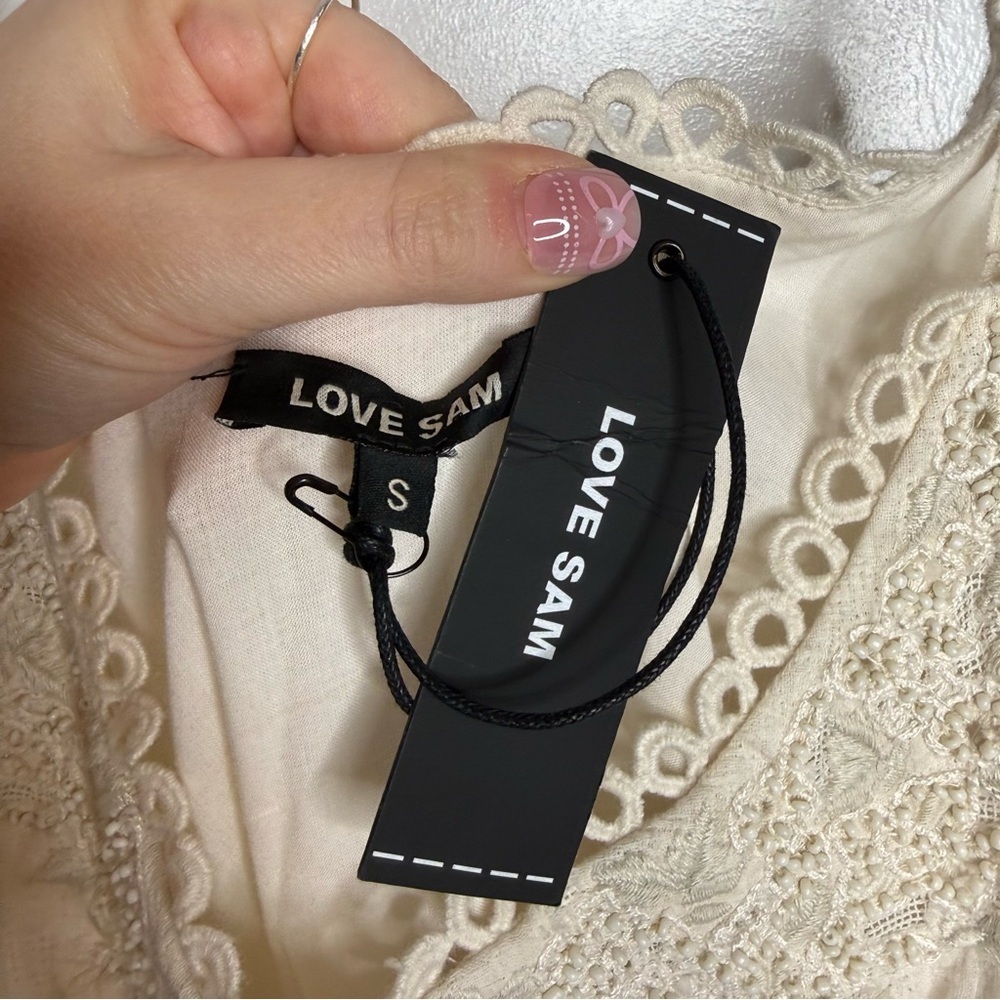 Love Sam Aurora Maxi Dress In Ivory Beaded Embroidery Boho NWT Size Small $355 - Picture 11 of 14